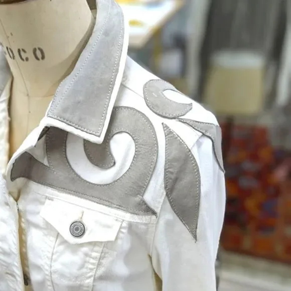 Leather & Denim Fringe Jacket - Picture 8 of 12